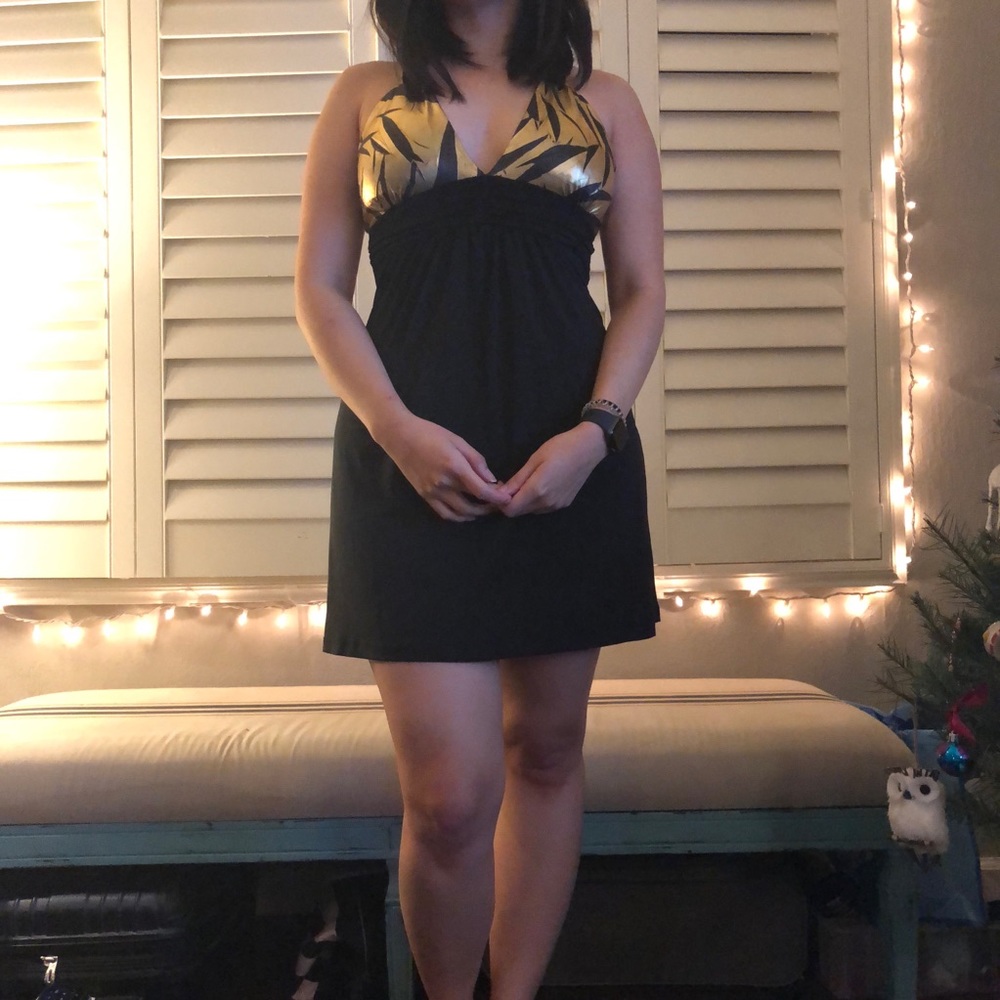 Gold foil & black party dress